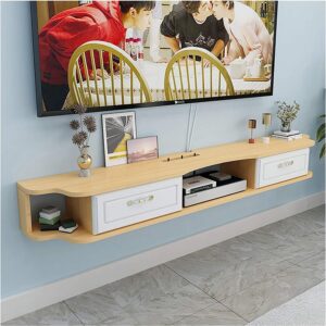 Streaming-Equipment – TV Cabinet, TV Lowboard, Floating Shelves, Wall Mounted Media Console – 120/140/160 cm Solid Wood Wall TV Cabinet, Set Top Box, Streaming Media Equipment/120 cm B/B
