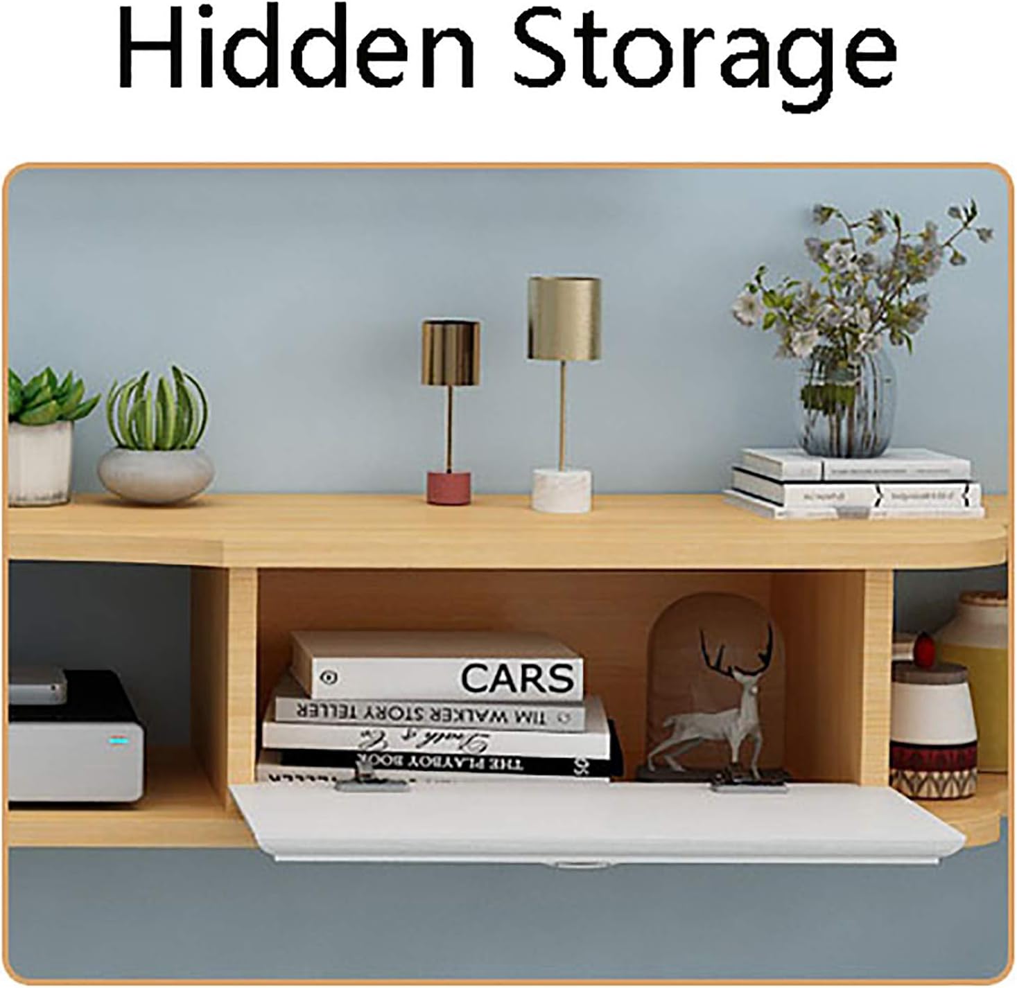 Streaming-Equipment - TV Cabinet, TV Lowboard, Floating Shelves, Wall Mounted Media Console - 120/140/160 cm Solid Wood Wall TV Cabinet, Set Top Box, Streaming Media Equipment/120 cm B/B – Bild 6