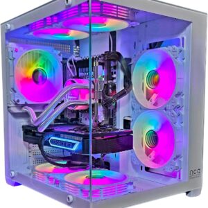 Gaming PC & Laptops – Gaming PC Phantom White RTX 5060 Intel 18 Core RGB Fan with Remote Control Water Cooling WiFi 5 (64GB RAM 1TB SSD)