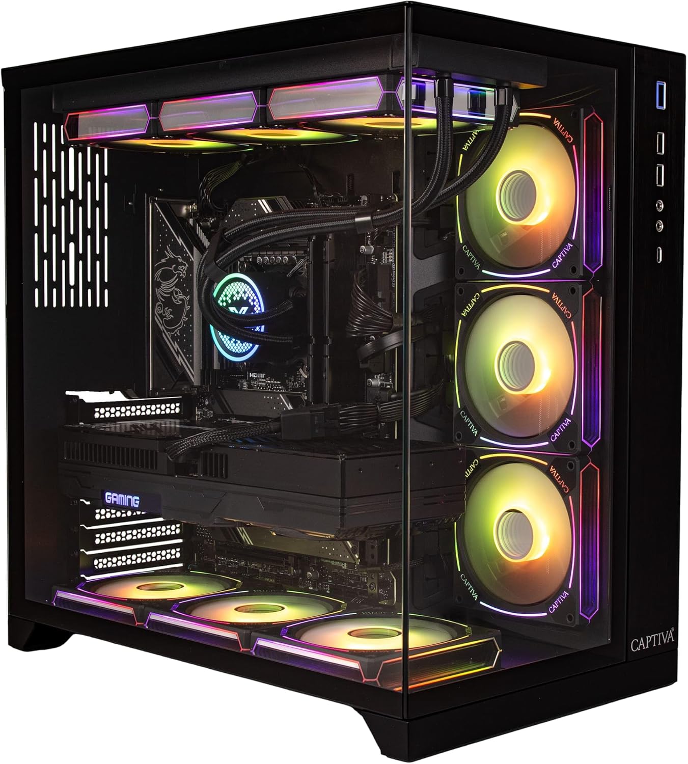 Gaming PC & Laptops - Captiva PC Highend Gaming R90-472 | AMD Ryzen 9 9950X | 64GB DDR5 RAM | NVIDIA GeForce RTX 5070 Ti 16GB | 2TB SSD | Windows 11 Home