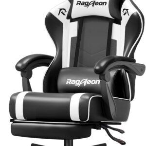 Gaming Chairs – Gaming Chair Gamer Chair – Ergonomic Gamer Chair with Footrest Headrest and Lumbar Support Height Adjustable Load Capacity Gaming Chair Tellable Padded 150 kg PC Chair Swivel Chair Black