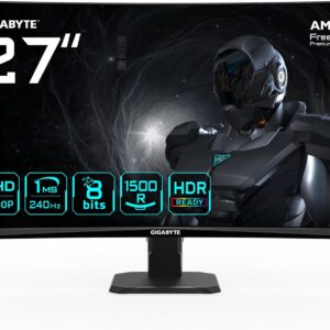 Gaming PC & Gaming Monitors – GIGABYTE GS27FC2 27 Inch FHD Curved Gaming Monitor – 1920 x 1080, 240Hz, 1ms, 350 cd/m², HDR Ready, HDMI 2.0, Displayport 1.4