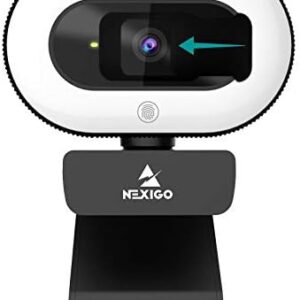 Webcam – NexiGo StreamCam N930E, 1080P Webcam with Ring Light and Privacy Cover, Auto Focus, Plug and Play, Web Camera for Online Learning, Zoom Meeting Skype Teams, PC, Mac, Laptop, Desktop Computer