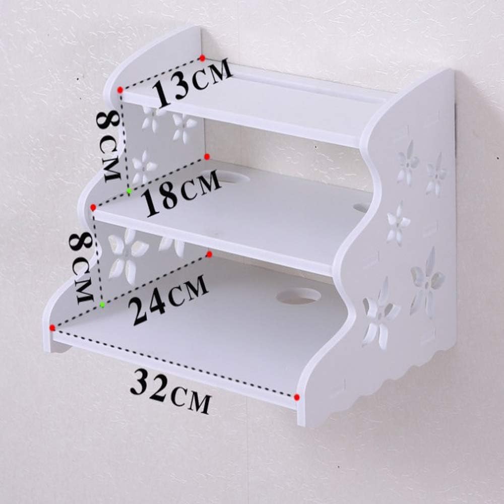 Streaming-Equipment - White Floating TV Shelf, Triple Layer Wall Mounted WiFi Router Stand, Set-Top Box Streaming Media Equipment Case – Bild 4