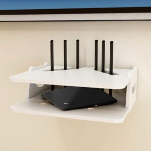 Streaming-Equipment – Wall Mounted Floating Frame White Router Rack Set Top Box Supports PS4 Xbox One TV Box Cable Box Streaming Media Equipment Wall Mount