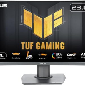Gaming PC & Gaming Monitors – ASUS TUF Gaming VG24VQER – 24 Inch Full HD Curved Monitor – 180 Hz, 1 ms MPRT, FreeSync, Adaptive Sync, ELMB Sync, GameFast Input – VA Panel, 16:9, 1920×1080, DisplayPort, HDMI