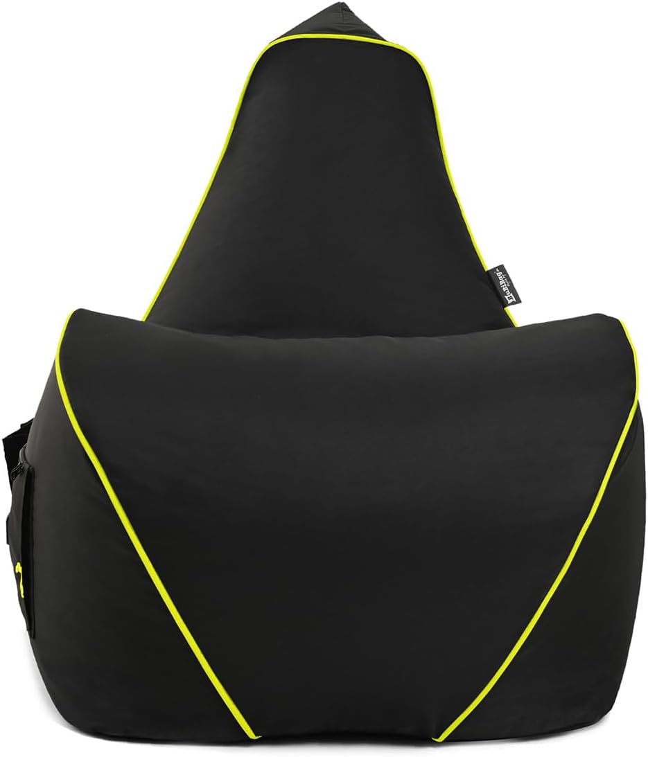 Gaming Chairs - BuBiBag Gaming Bean Bag for Gaming with Connection for Charging & Bags, Holder, Game Chair for Children and Adults, Beanbag Indoor and Outdoor - Flash Bag (Anthracite/Neon Yellow)