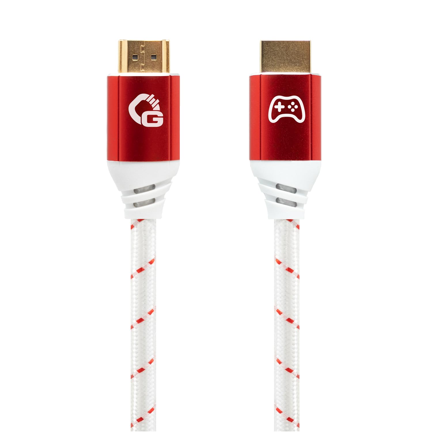 Gaming Consoles & Controllers - New Game Red - 5 Meters - HDMI 2.1b Cable - Ultra High Speed Certified 8K@60Hz, eARC, ALLM, VRR, DSC - Compatible with PS5, Xbox Series X/S, Nintendo Switch, PC - White - Pack of 1