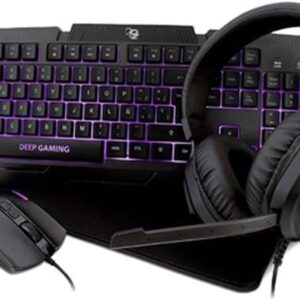 Gaming Tastatur & Maus – X-Wing 2 Pack Gaming 4-in-1 QWERTY Membrane Keyboard with Ñ Backlight, Optical RGB Mouse 7200 DPI Headphones with Microphone Non-Slip Mat Multi-Platform Gaming Set
