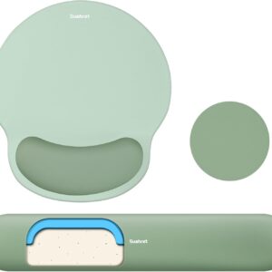 Gaming Tastatur & Maus – Mouse Pad & Keyboard Wrist Rest, 3-in-1 Ergonomic Gel Memory Foam Mouse Pad with Wrist Support, Gaming Mouse Pad Arm Rest for Computer, Office, Desk Accessories, Green