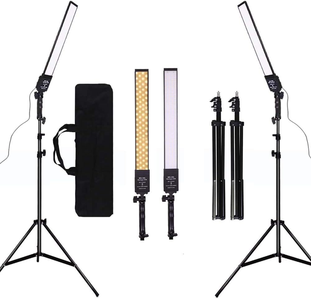 Streaming-Equipment - Dimmable Bi-Colour LED Video Light Set of 2 with Tripod Carry Bag Photography Light Set for Camera Video YouTube Product Photography Shooting, 376 LED Beads, 3200-5500K, CRI 96+