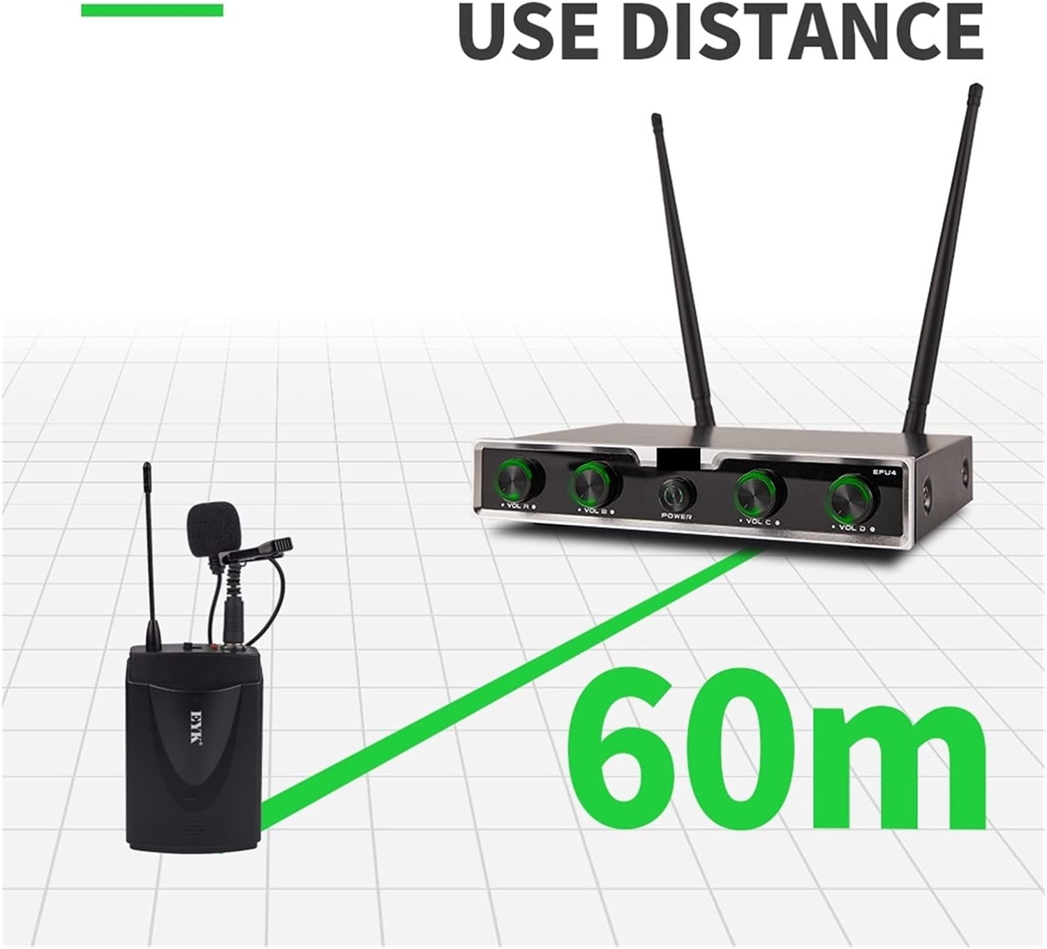 Streaming-Equipment - DJ Mixer Controller Portable Professional 4 Channels for Wireless Microphone Systems Uhf Bodypack Transmitter Headset Lapel Church Mic for Streaming/Podcasting/Gaming, Phone, Computer – Bild 5