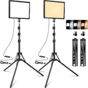 Streaming-Equipment – LED Continuous Light 2-Pack Two-Tone 2800-6500K Dimmable USB Photo Video Light, 173 cm Photography Lighting Set with Tripod Stand for Studios, YouTube TikTok Video Recording, Game Streaming