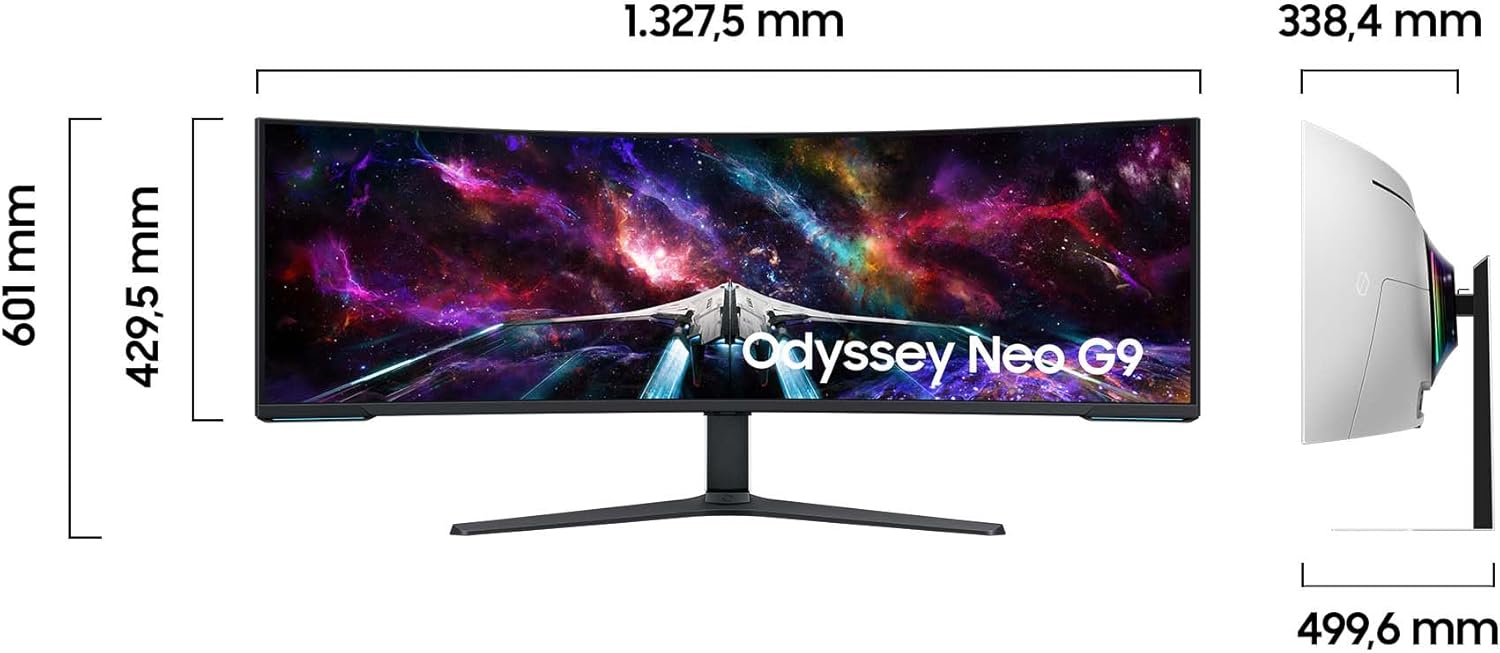 Gaming PC & Gaming Monitors - Samsung Odyssey Neo G95NC Curved Gaming Monitor, 57 Inches, VA Panel, 7680 x 2160 Pixels, Quantum Mini LED, Freesync Premium Pro, Refresh Rate 240 Hz, Response Time 1 ms (G/G), White – Bild 2