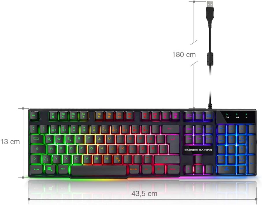 Gaming Tastatur & Maus - EMPIRE GAMING - PC Keyboard - K300 QWERTZ - 105 semi-mechanical keys, of which 19 anti-ghosting keys, 12 multimedia shortcuts, LED RGB backlight – Bild 4