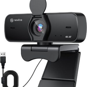 Webcam – N newline Webcam 4K 30FPS PC Camera with 2 Microphones with Sony Sensor, Updated Auto Focus, Light Correction with Webcam Cover, USB Full HD Webcam for Mac, Laptop, Skype, Streaming, Home Office,