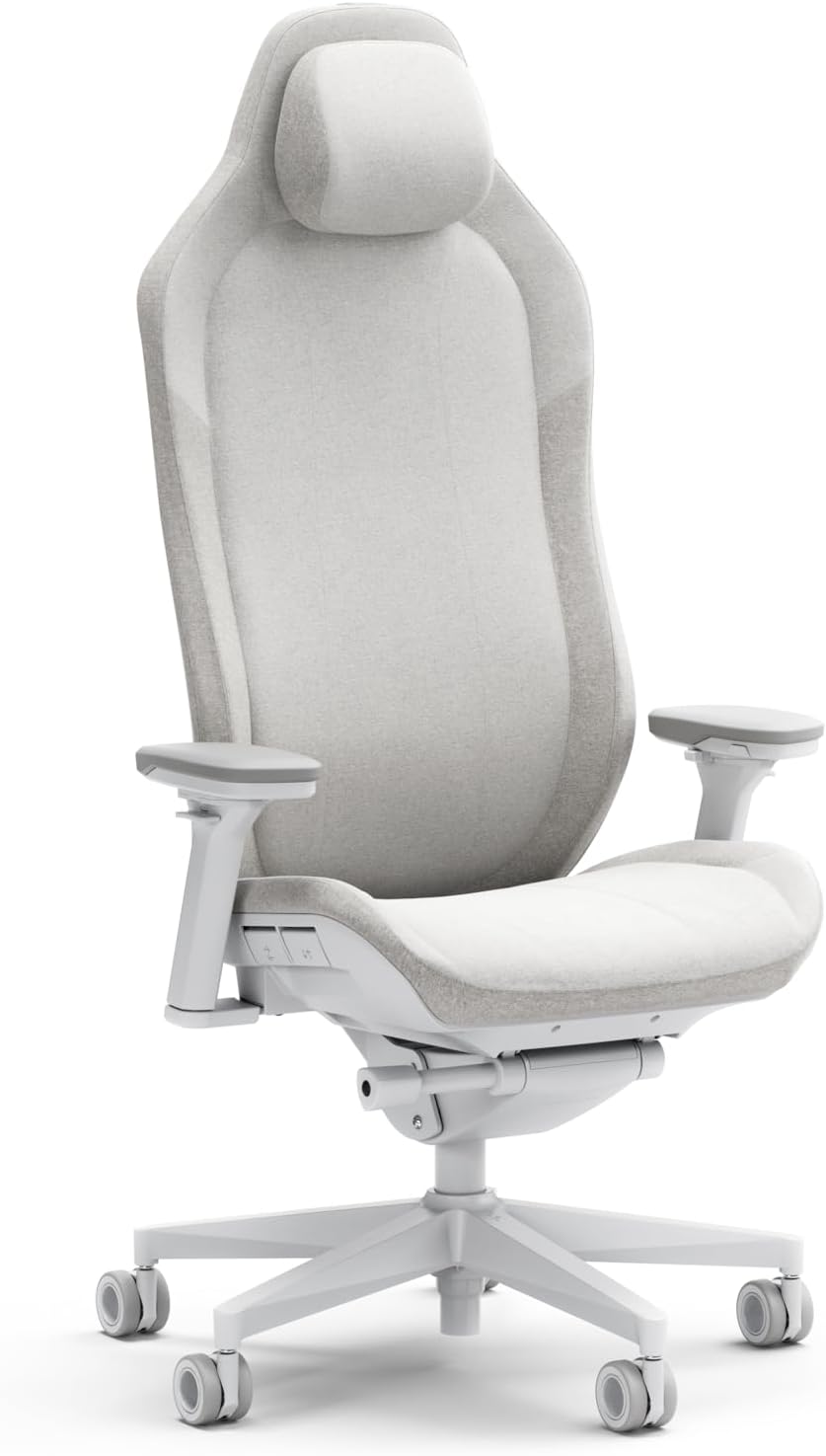 Gaming Chairs - Fractal Design Refine Fabric Light Gaming Chair - Ergonomic Office Desk Chair Functionality with 4D Adjustable Armrests, High-Back Support, Lumbar Cushion, and Premium Fabric