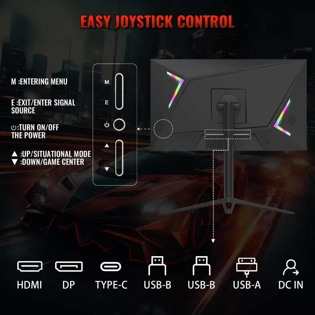 Gaming PC & Gaming Monitors - Smart Tech 27 Inch Gaming Monitor 240Hz, MPRT 1ms, with Speakers, Adaptive Sync, FHD 1080P, 130% sRGB, Height Adjustable, Rotatable, Type-C, HDMI DP, VESA, PC Screen - Black – Bild 4