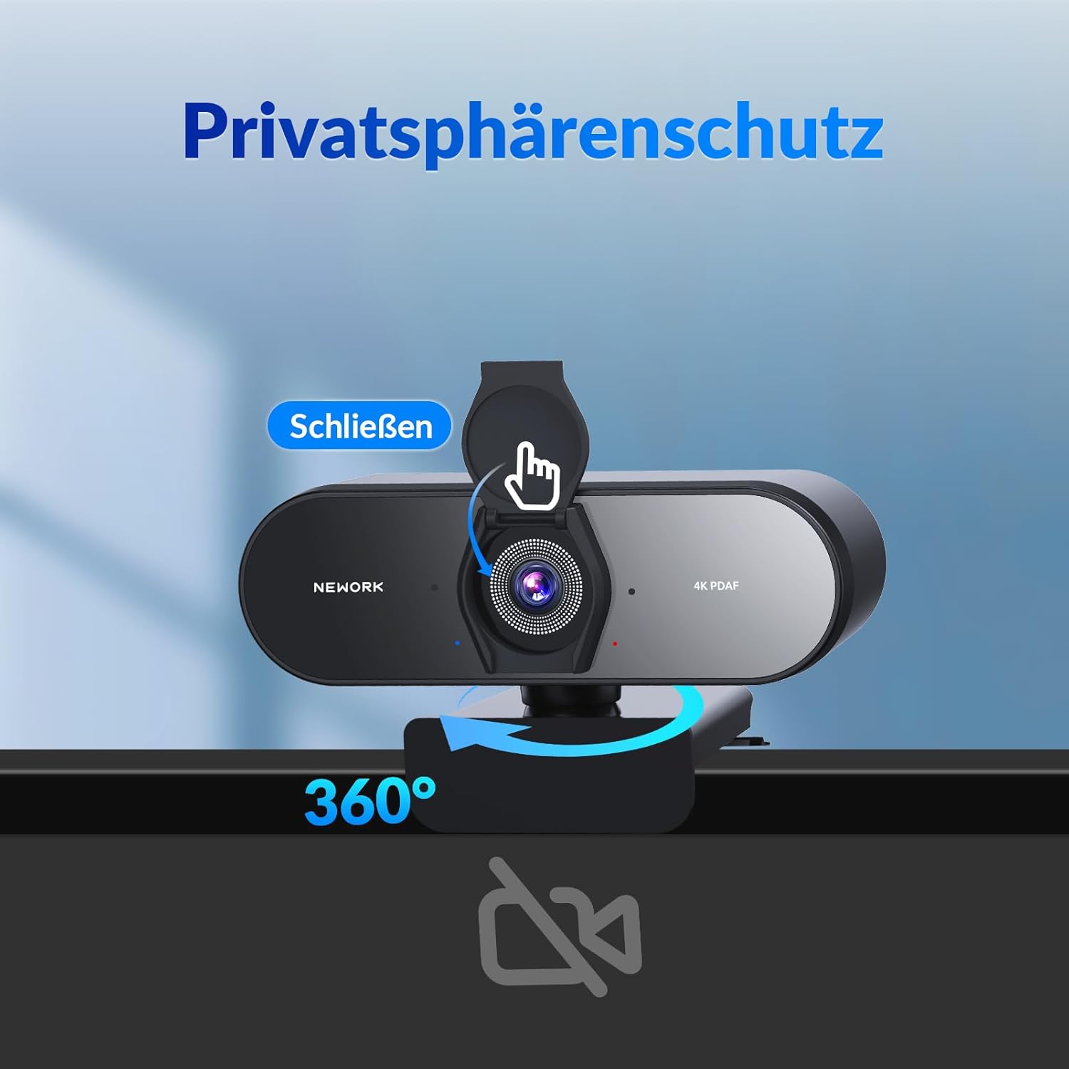 Webcam - 4K Webcam with PDAF & CDAF Dual Auto Focus, Ultra HD 4K, 2 Noise Reduction Microphones, Automatic Light Correction, USB-A, Privacy Cover, Streaming for PC/Mac/Laptop – Bild 7