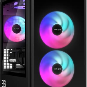Gaming PC & Laptops – HP Omen GT16-0274ng 35L Gaming Desktop PC, AMD Ryzen 7 8700F, 32GB DDR5-SDRAM, 1TB SSD, NVIDIA GeForce RTX 5070, Tower PC, Windows 11 Home, Black Metal with Glass Bezel