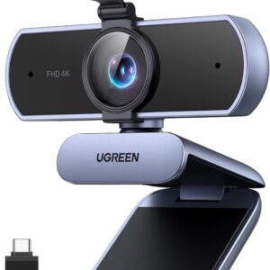 Webcam – UGREEN UHD Webcam 4K Webcam with Microphone and Lens Cover, PC Camera with Auto Focus, Automatic Light Correction, 70°FOV, USB-A/C Port, for PC/Laptop/Windows/Mac/Linux/Skype/FaceTime