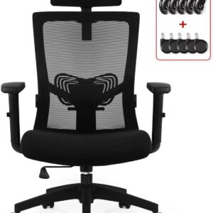 Gaming Chairs – Daccormax Ergonomic Office Chair, Desk Chair with Adjustable Headrest, Armrests, Lumbar Support, Swivel Chair, Rocker Function, Mesh Executive Chair, Back-Friendly, Office Chair 150 kg