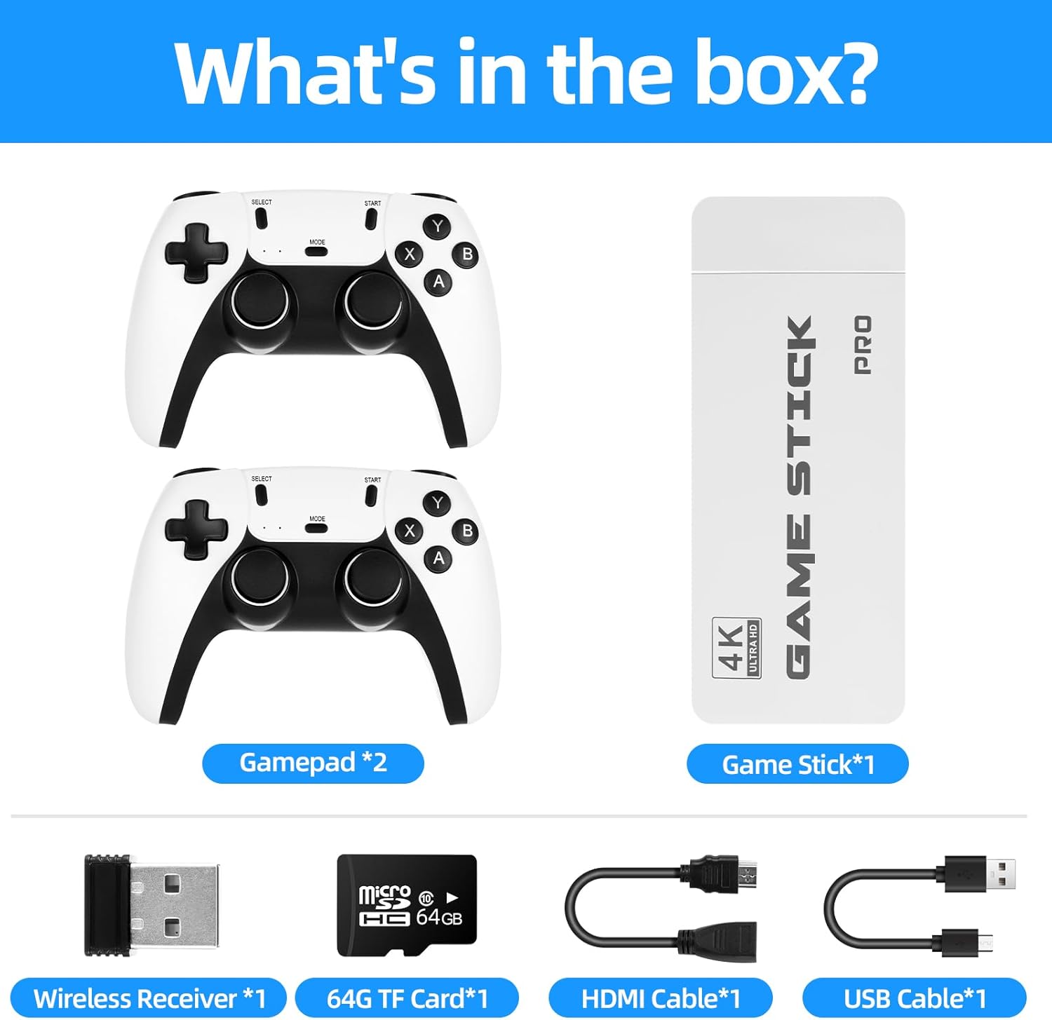 Gaming Consoles & Controllers - Retro Game Console/Video Game Console/2 Game Controllers, Internal 64GB Card/Over 30,000 Games, Arcade Screen 1080P/720P HDM-(White+Black) – Bild 3