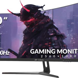 Gaming PC & Gaming Monitors – CRUA 30″ Curved Gaming Monitor, 165Hz/200Hz, WFHD (2560 x 1080p), 1500R VA Screen, 120% sRGB Color Space Coverage, Supports AMD FreeSync, Wall Mount (HDMI, DP) – Black