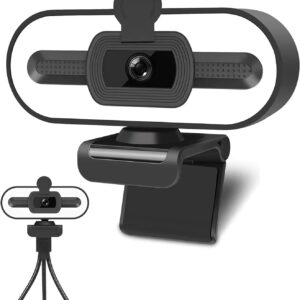 Webcam – GKEAPZA Webcam with Ring Light Microphone – Streaming Web Camera, 1080P Full HD Pro Camera for PC Mac Laptop Desktop, USB Computer Webcam with Privacy Cover and Tripod for Zoom Meeting