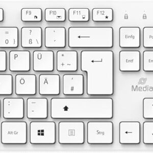 Gaming Tastatur & Maus – MediaRange Wireless Keyboard and Mouse Set, QWERTZ (DE/at) T1, Full Format with Numeric Keypad and Function Keys, 3-Button Mouse with Scroll Wheel, 1,200 DPI, Symmetrical, Dedicated Receiver, White