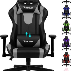Gaming Chairs – Gaming Chair, Office Chair Ergonomic with Adjustable Lumbar Cushion, Pillow and Armrests, Gaming Chair Padded, Gamer Chair Rocker Function, Gaming Chair 150 kg Load Capacity