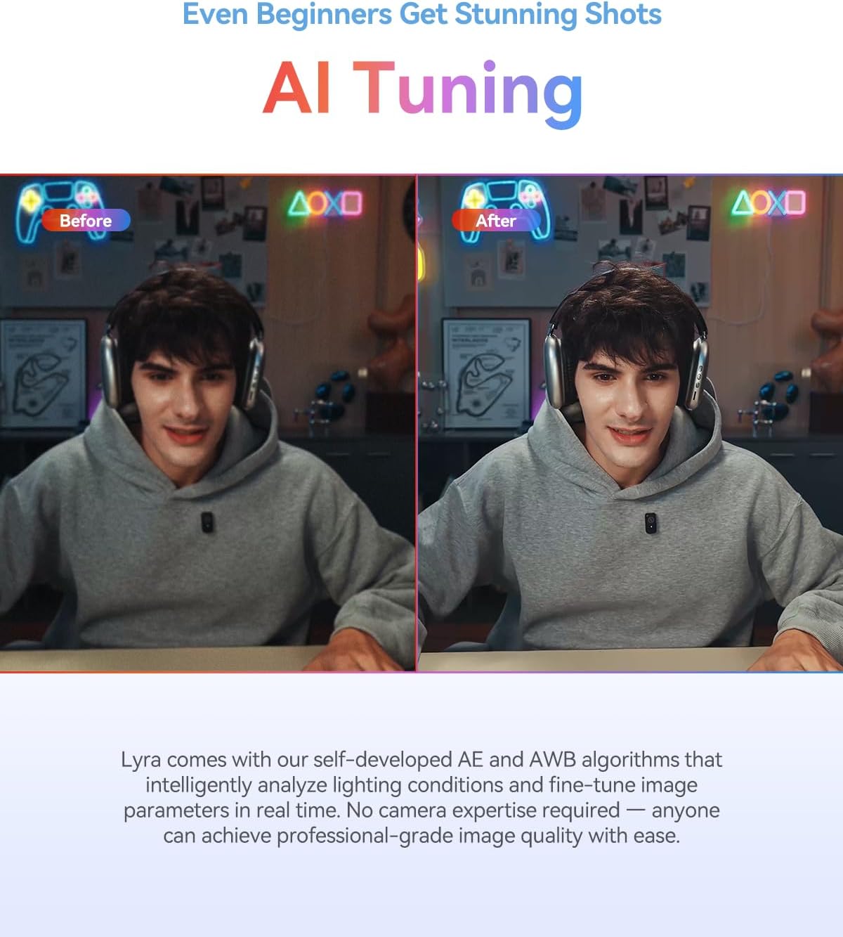 Webcam - Hollyland Lyra Webcam: UHD 4K Webcam for PC & Mac, 1/1.5 Inch Sensor, Autoframing, PDAF, HDR - Ideal for Live Streaming, Video Calls & Gaming - Compatible with Zoom, Teams, Twitch (including Lark A1 – Bild 6