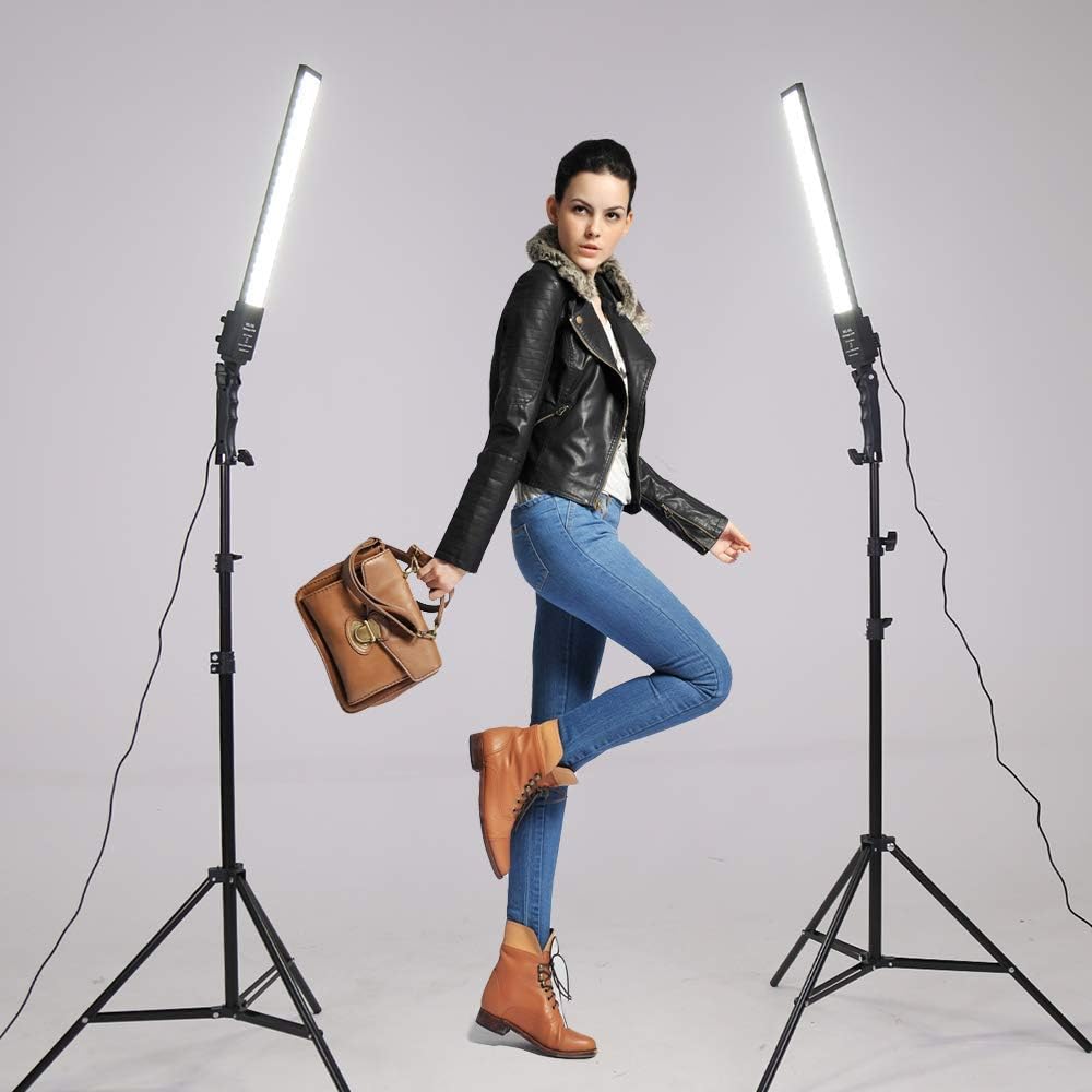 Streaming-Equipment - Dimmable Bi-Colour LED Video Light Set of 2 with Tripod Carry Bag Photography Light Set for Camera Video YouTube Product Photography Shooting, 376 LED Beads, 3200-5500K, CRI 96+ – Bild 5