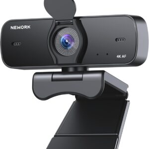 Webcam – 4K PC Webcam with Sony Sensor, Auto Focus and Privacy Cover, Ultra HD 4K Streaming Camera, 2 Noise Cancelling Microphones, USB Plug & Play, 77° FOV, Webcam for Zoom, Skype