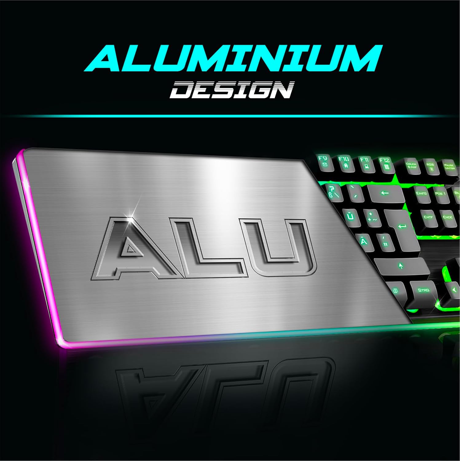 Gaming Tastatur & Maus - SPIRIT OF GAMER x Ultimate 600 Gaming Keyboard Mouse Set Wireless Black Rechargeable RGB DE Layout Semi Mechanical Aluminium Plate 4800 DPI Wireless Mouse for PS5, PS4, PC, Xbox – Bild 4