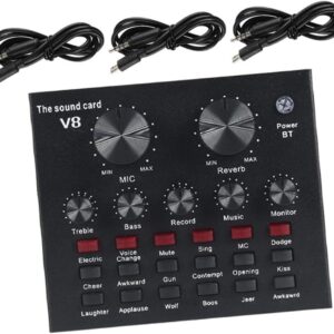 Streaming-Equipment – PRETYZOOM Sound Card Mixer with Electronic Sounds, Noise Reduction and Independent Hall Control, Mobile Audio Mixer for Live Streaming Karaoke and Professional Recording