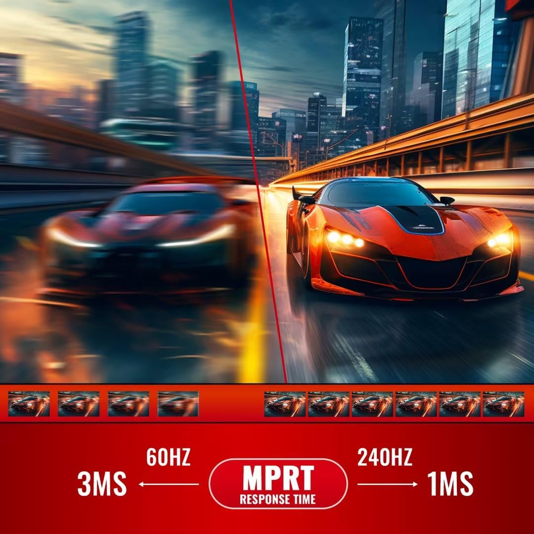 Gaming PC & Gaming Monitors - Smart Tech 27 Inch Gaming Monitor 240Hz, MPRT 1ms, with Speakers, Adaptive Sync, FHD 1080P, 130% sRGB, Height Adjustable, Rotatable, Type-C, HDMI DP, VESA, PC Screen - Black – Bild 7