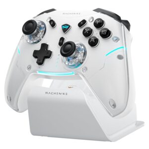 Gaming Consoles & Controllers – Machenike G5PROMAXSE Bluetooth Controller mit Ladestation, 1000Hz Hall Effect Joysticks & Trigger, Gaming Controller Wireless für PC/Switch/iOS/Android, 2 Rücktasten, Weiß