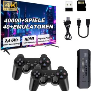 Gaming Consoles & Controllers – X2 Plus Retro Game Console with 2 Wireless 2.4GHz Controllers, 128GB, Over 40,000 Classic Games, 4K HDMI Video Output, EmuELEC 4.3 System Kids and Adults