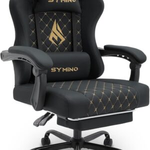 Gaming Chairs – Symino Gaming Chair Racing Gamer Chair – Ergonomic Gaming Chair with Lumbar Support, Adjustable Armrests, Gaming Chair with Footrest, Vintage PU Leather, 200 kg, Black