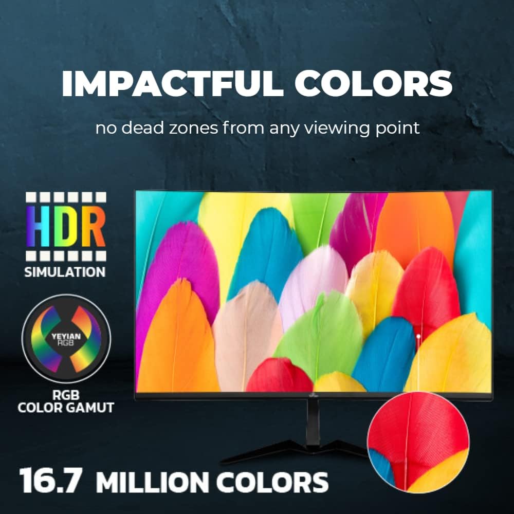 Gaming PC & Gaming Monitors - YEYIAN Sigurd - 23.8 Inch Curved Gaming Monitor Full HD 200Hz, 1ms, AMD FreeSync & NVIDIA G-Sync Compatible, 96% sRGB, HDMI/DisplayPort, Integrated Speaker, VESA, Black – Bild 4