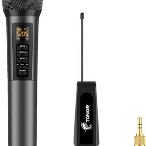 Gaming Consoles & Controllers – TONOR Wireless Microphone with Bass/Echo/Treble Sound Effects, Wireless Microphone 60 m Range, Receiver with 6.35 mm & 3.5 mm Output, Wireless Microphone for DJs, Speeches, Church, Wedding, Karaoke,
