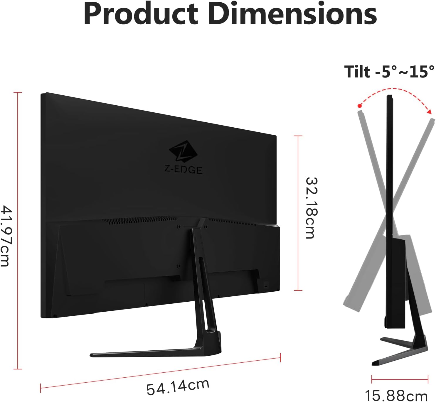 Gaming PC & Gaming Monitors - Z-Edge 24 Inch 240Hz Gaming Monitor 1ms MPRT Full HD IPS Panel, 350cd/m² Brightness, HDR10, FreeSync, HDMI & DisplayPort, VESA Compatible - Black – Bild 6