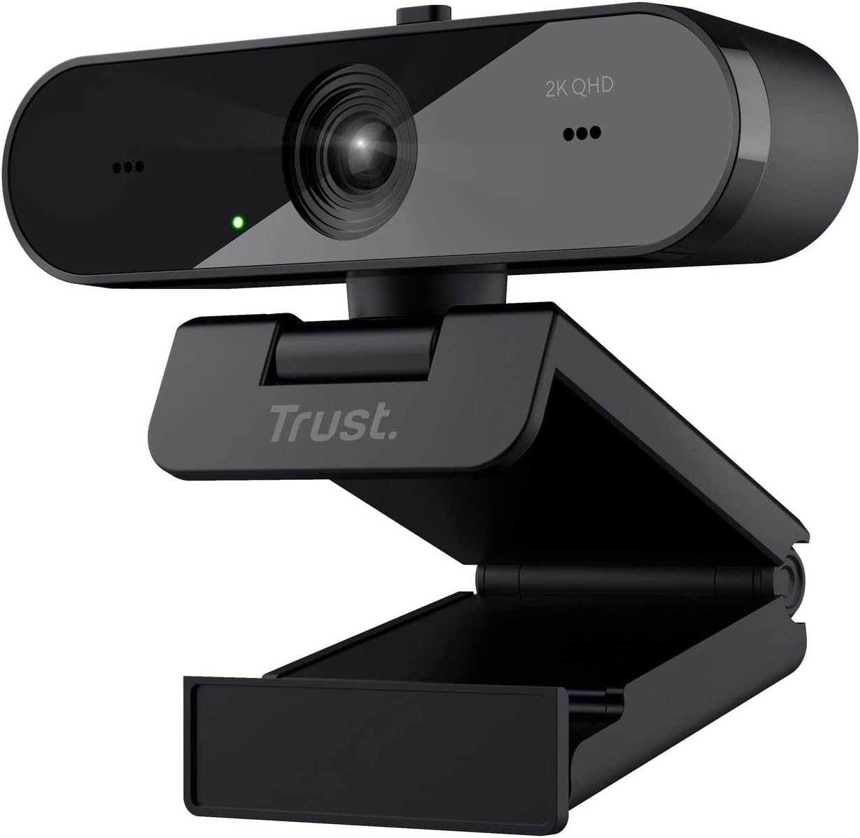 Webcam - Trust Taxon 2K QHD Webcam Made of 85% Recycled Plastic, 2560 x 1440p USB Camera PC with Cover, Auto Focus, Wide Angle, 2 Microphones, Video Camera for Conferences, Video Calls, Skype, Teams, Zoom