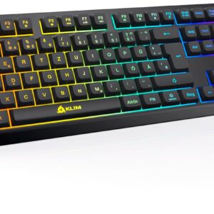 Gaming PC & Laptops – KLIM Chroma Gamer Keyboard with USB Cable – High Performance – Colourful Lighting (Black) RGB PC Windows, Mac, PS4