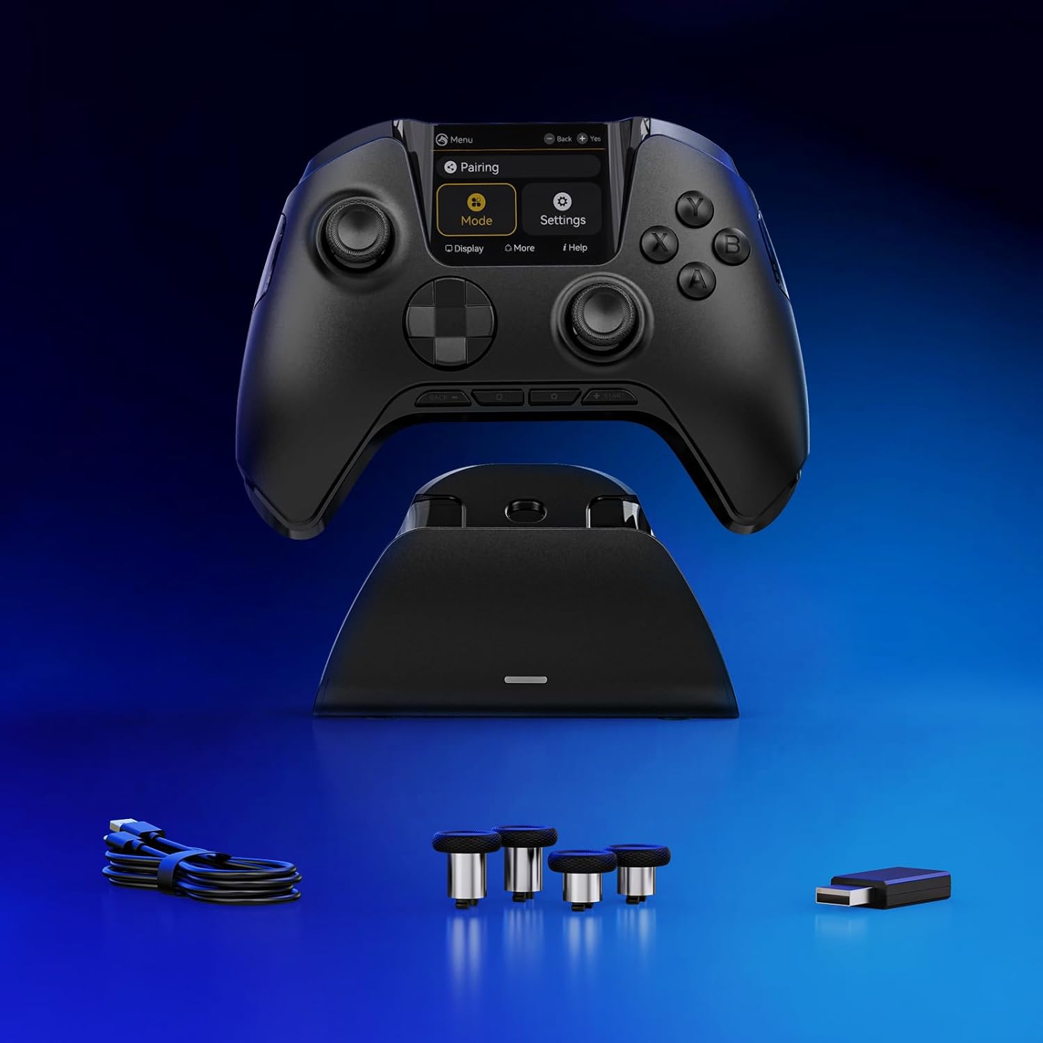 Gaming Consoles & Controllers - FIEHDUW Kein Drift ManbaOne Interaktiver Bildschirm Gaming Controller für PC/Switch/iOS/Android, 1800mAh Hall-Effekt-Controller mit LED, Mapping-Tasten, Ladestation (Schwarz) – Bild 7