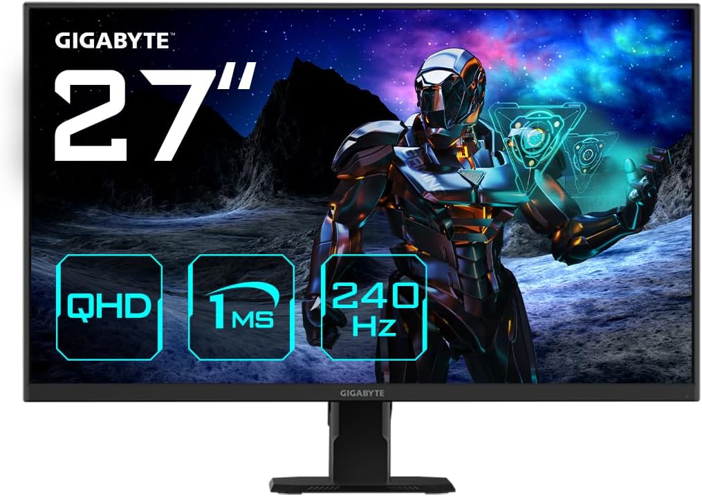 Gaming PC & Gaming Monitors - Gigabyte GS27Q X 27 Inch QHD Gaming Monitor - 2560 x 1440, 240Hz, 1ms, 250 cd/m², FreeSync Premium Pro, HDR Ready, HDMI 2.0, DisplayPort 1.4