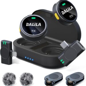 Streaming-Equipment – Wireless Lavalier Microphone for iPhone Android with Wind Protection, USB C Plug-Play Mini Microphone, Wireless Lapel Microphone for Live Streaming, Video Recording, Interviews, 2 Microphones