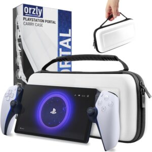 Gaming Consoles & Controllers – Orzly Carrying Case for PlayStation Portal Remote Player for PS5 Console, Travel and Storage Protector for Headset Charger and More Case, White/Black – Gift Box Edition