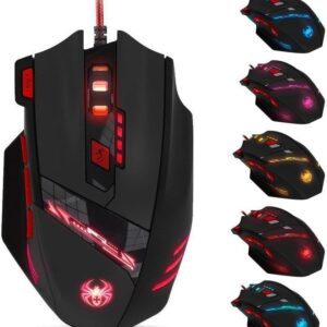 Gaming Tastatur & Maus – zelotes Gaming Mouse, 9200 DPI, 8 Programmable Buttons, 8 Weight Blocks, Multi-Modes LED, Ergonomic Design with Cable, PC Gamer Mouse for Laptop, Computer, Mac (Black)